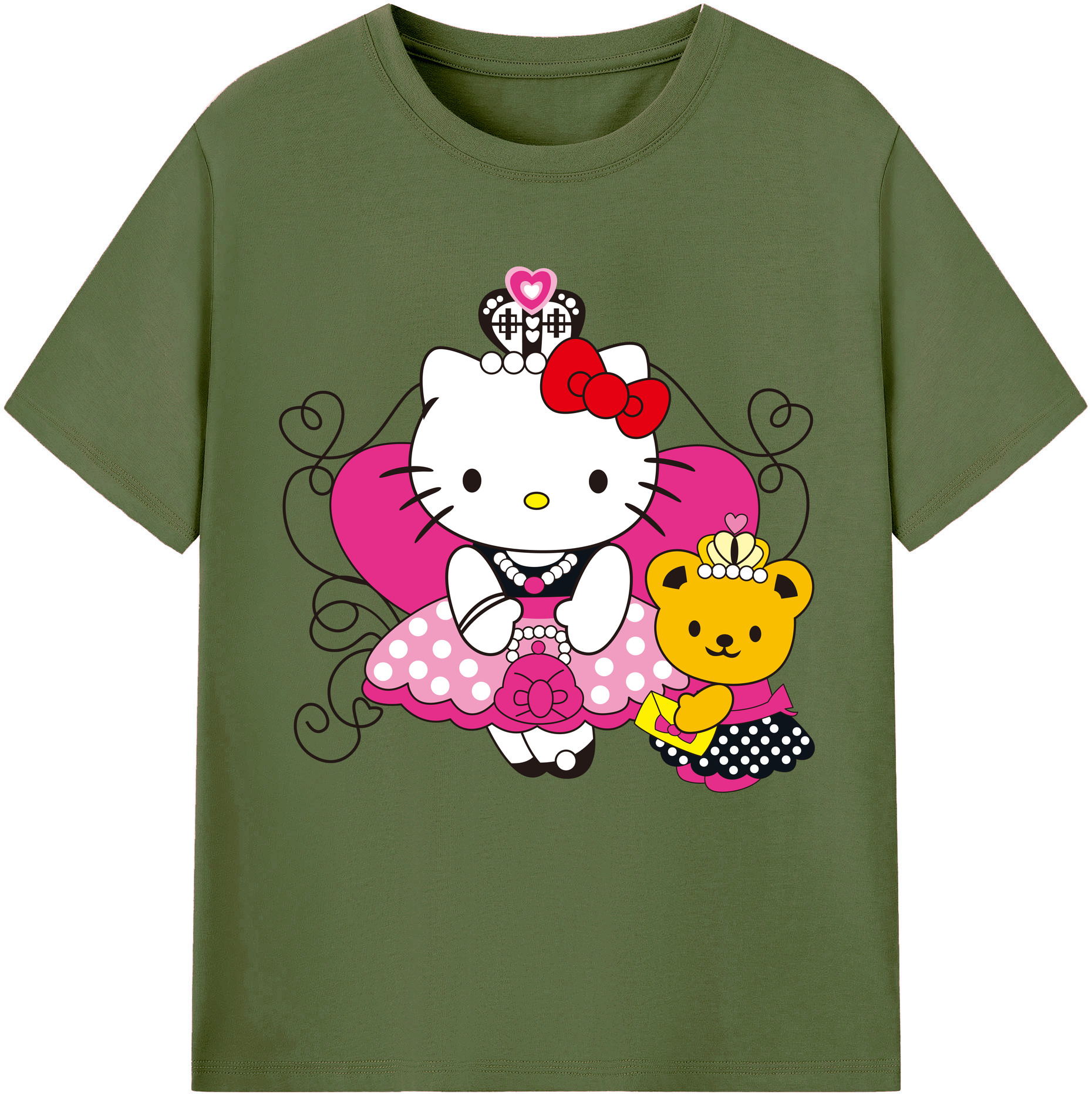 （画像用） Hello Kitty ハローキティ 綿100％半袖Tシャツ（フロントプリント）
